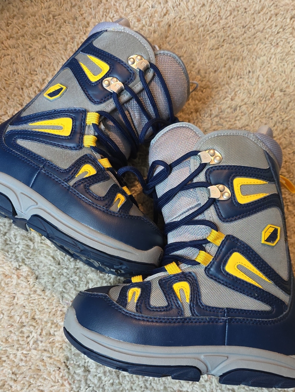 Burton Kids Navy and Yellow Snow Boots Size 3